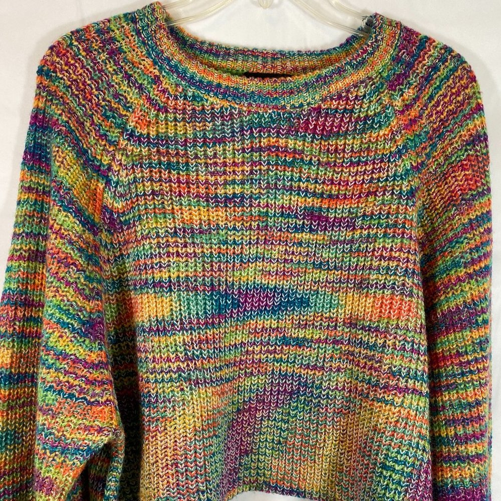 IN San Francisco Multicolor Pastel Cropped Long Sleeve Sweater NWOT Size Medium - Picture 12 of 15